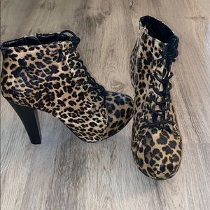 Cheetah print high heel boots